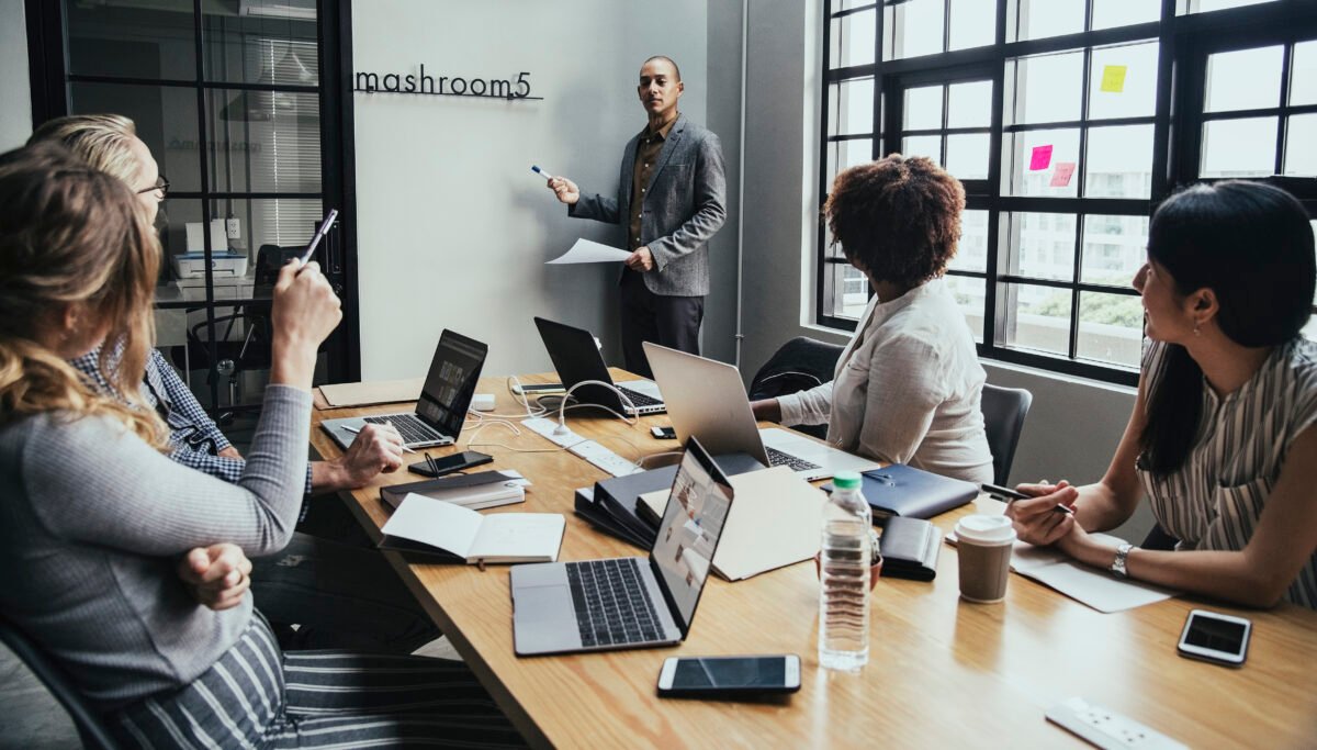 group of diverse people having a business meeting